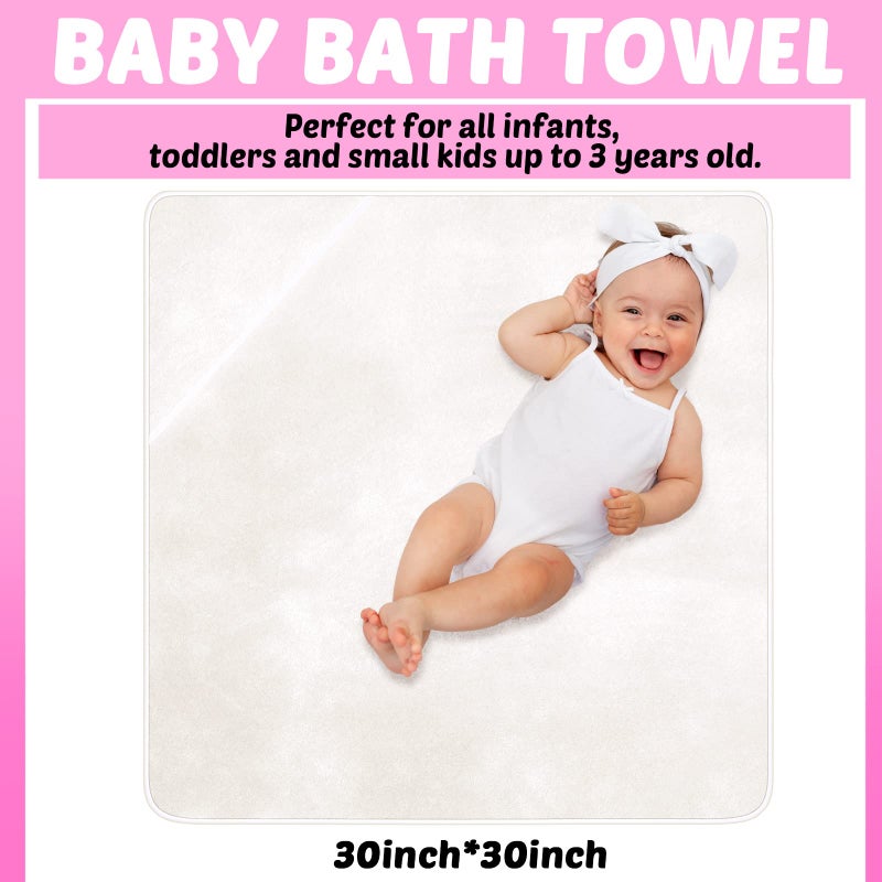 Reginary 4 Pack Baby Hooded Towels Coral Fleece Baby Bath Towels 30 x 30 Inch Soft Absorbent Hooded Bath Blanket for Newborn Toddler Infant Boy Girl Shower Gift Supplies (White, Pink) - Image 2