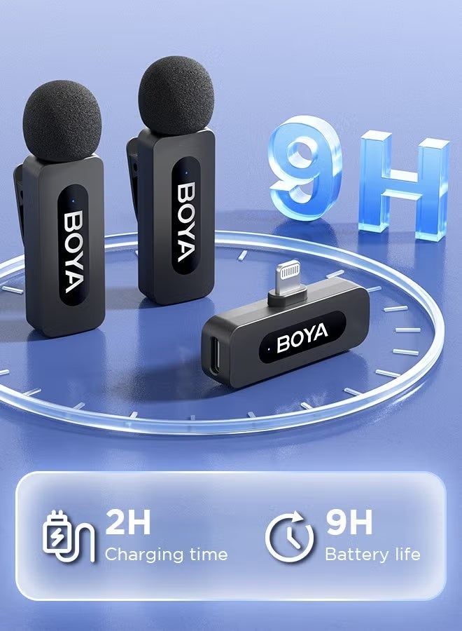 BOYA BY-V2 wireless microphone Noise Cancellation Lavalier Microphone Mini Mic 100M Transmission microphone for Vlogging TikTok YouTube Content Creators Live Streaming Interview Recording iPhone Android Smartphones Action DSLR Camera Laptop PC - Image 5