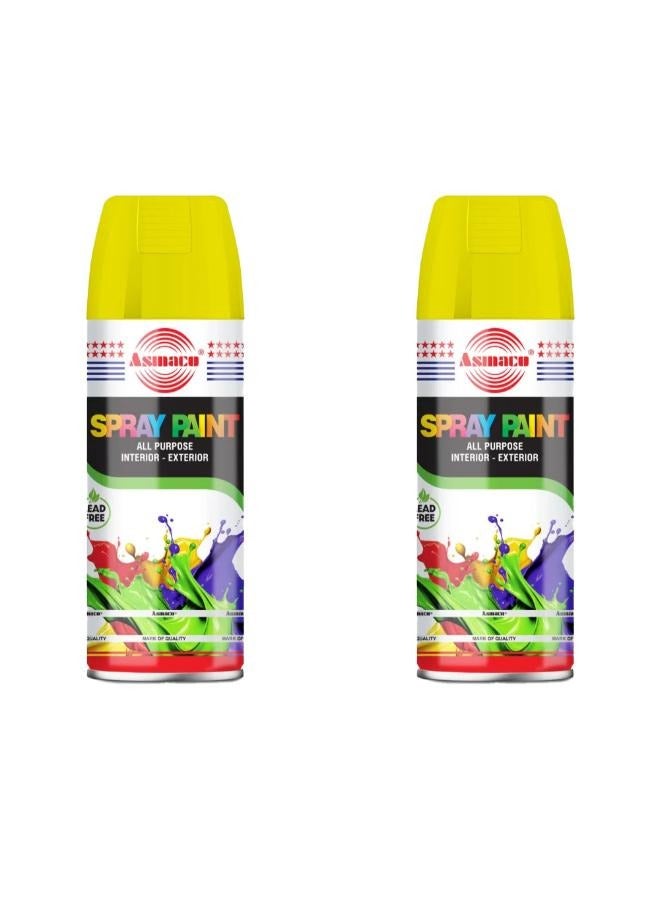 Asmaco Spray Paint - Yellow - 400 Ml - Set of 02