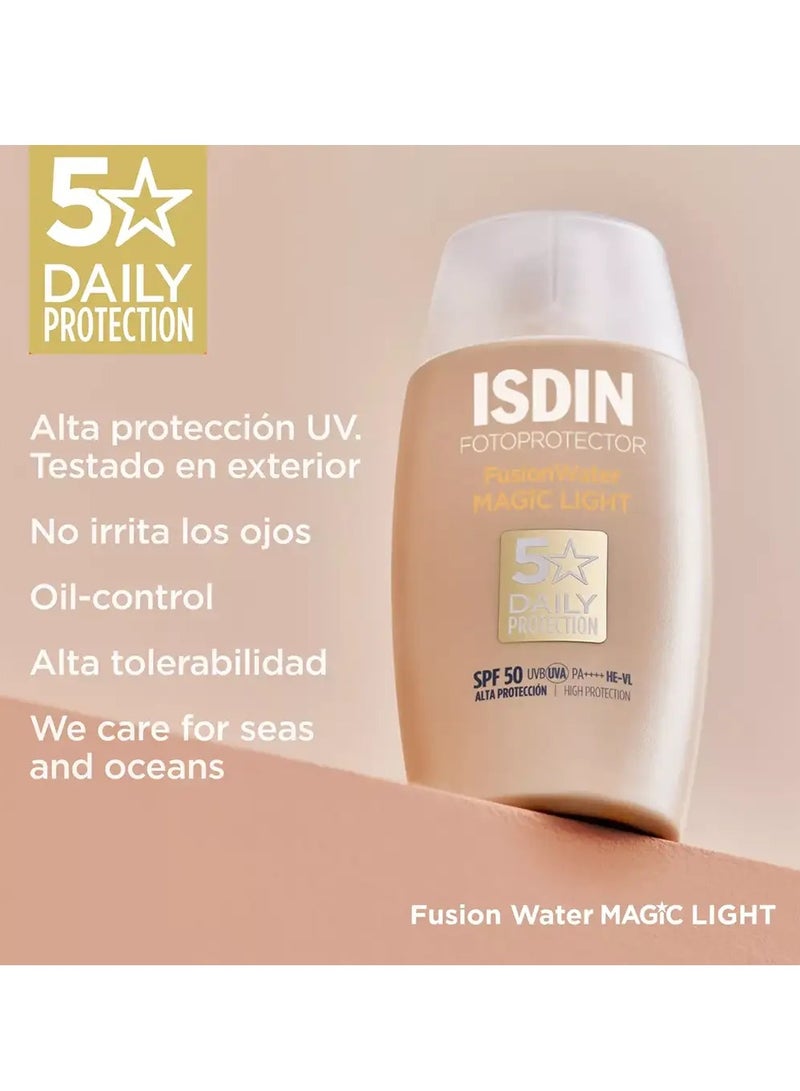 إيسدن اسدين فوتوبروتيكتور فيوجن واتر كولور ماجيك لايت بعامل حماية من الشمس ٥٠ | واقي شمس ملون للوجه للاستخدام اليومي | تغطية طبيعية 50 مل - Image 2