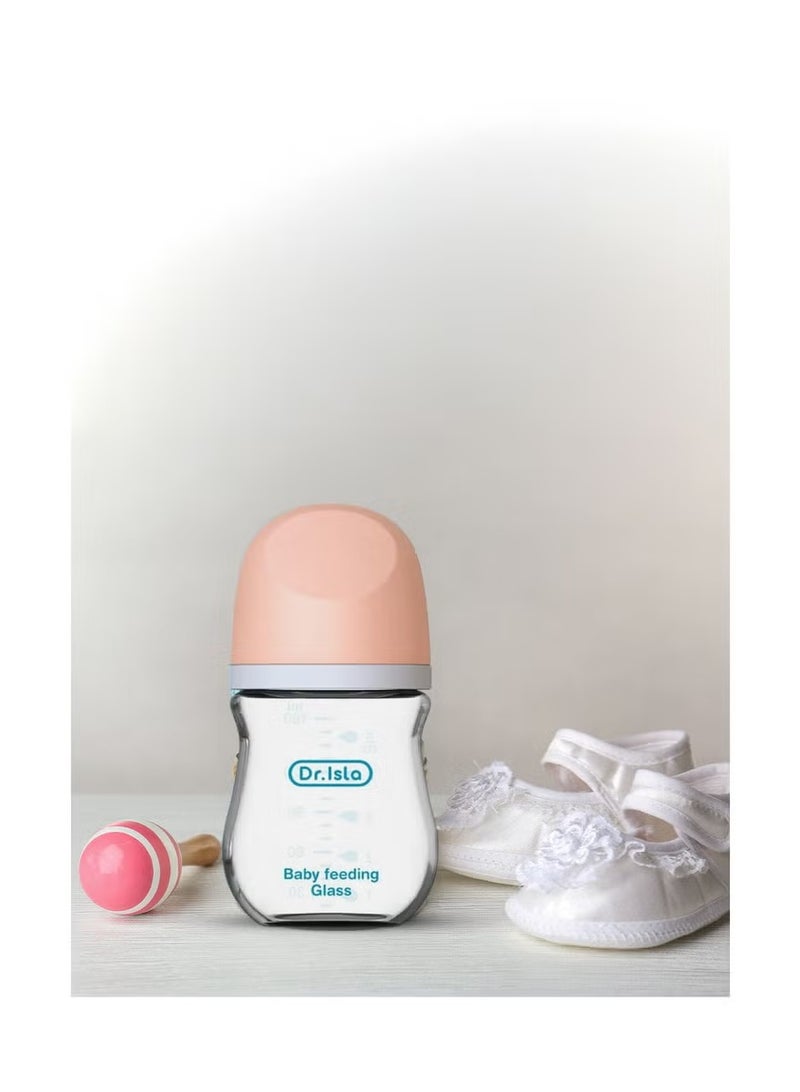 Dr.isla زجاجة رضاعة دكتور إيسلا الزجاجية المضادة للاختناق للأطفال حديثي الولادة - 160 مل، مصنوعة من زجاج البورسليكات، مضادة للمغص، خالية من مادة BPA، مناسبة للأطفال من عمر 1 إلى 3 أشهر، لون وردي - Image 4