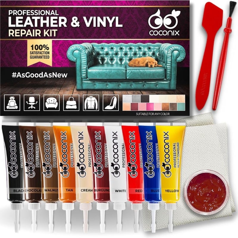 Coconix Vinyl and Leather Repair Kit - Restorer of Your Furniture, Jacket, Sofa, Boat or Car Seat, Super Easy Instructions to Match Any Color, Restore Any Material, Bonded, Italian, Pleather, Genuine - Image 1