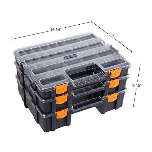 Stalwart Tool Box Organizer 3in1 Portable Parts Organizer with 52 Customizable Compartments to Store Hardware Craft Supplies or Beads by Stalwart Gray - Image 3