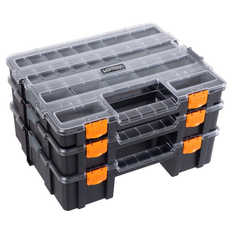 Stalwart Tool Box Organizer 3in1 Portable Parts Organizer with 52 Customizable Compartments to Store Hardware Craft Supplies or Beads by Stalwart Gray - Image 2