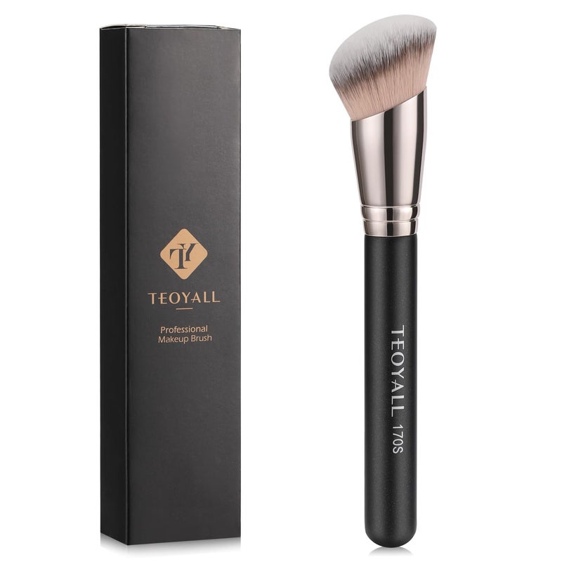 TEOYALL Angled Foundation Contour Brush Synthetic Kabuki Brush for Concealing Blending Setting Buffing with Liquid Cream and Powder Cosmetic 170S