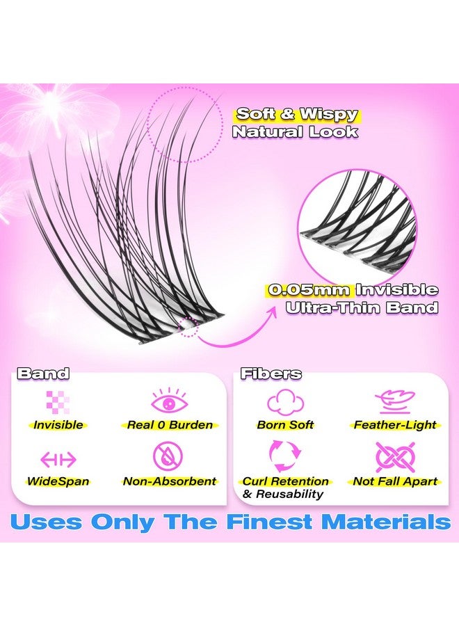 wiwoseo Natural Lash Clusters Wispy Eyelash Clusters Natural Cluster Eyelash Extensions Pestañas Postizas Naturales Venas Lash Clusters Thin Invisible Band Lashes Clusters for Beginners (10-14MM) - Image 2