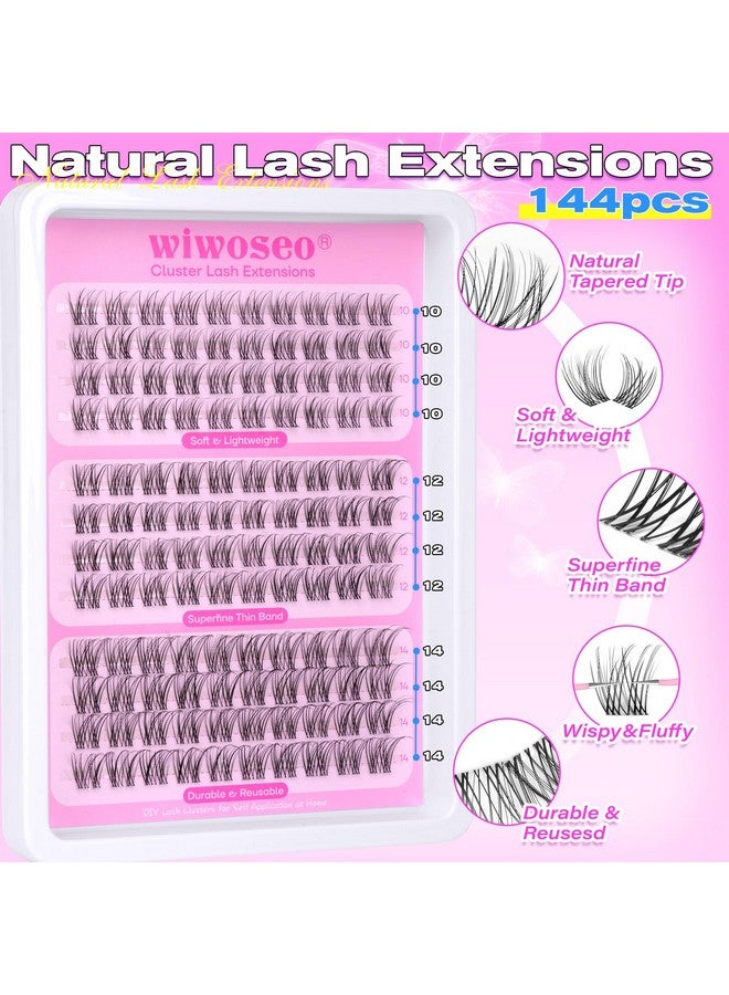 wiwoseo Natural Lash Clusters Wispy Eyelash Clusters Natural Cluster Eyelash Extensions Pestañas Postizas Naturales Venas Lash Clusters Thin Invisible Band Lashes Clusters for Beginners (10-14MM) - Image 4