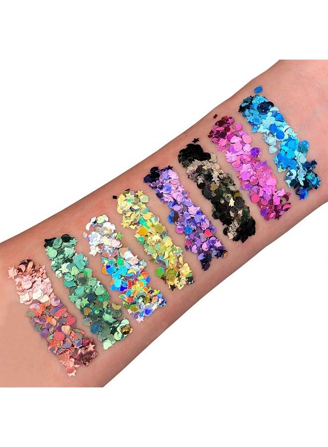 Moon Glitter أشكال جليتر هولوجرافيك من مون جليتر - 100% جليتر تجميلي للوجه والجسم والأظافر والشعر والشفتين - 0.10 أونصة - ذهبي - Image 2