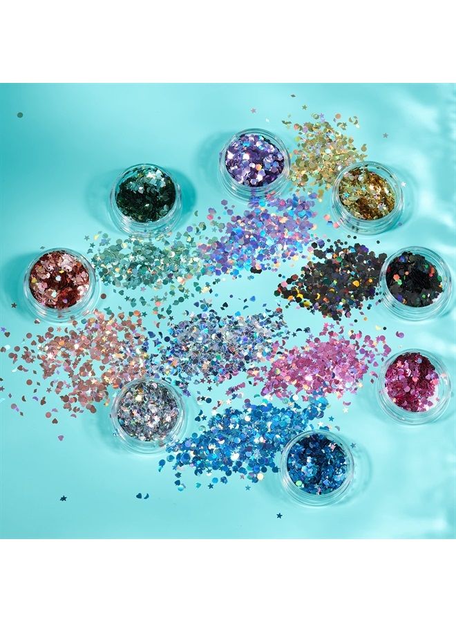 Moon Glitter أشكال جليتر هولوجرافيك من مون جليتر - 100% جليتر تجميلي للوجه والجسم والأظافر والشعر والشفتين - 0.10 أونصة - ذهبي - Image 4
