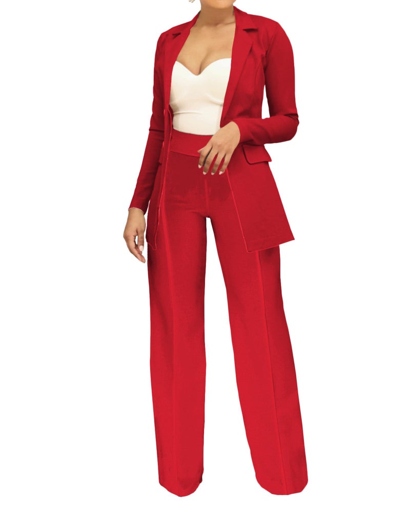 PINSV Women's High Waisted Stretchy Bootcut Pull On Dress Pants Casual Work Pants 3257 Red L - Image 3