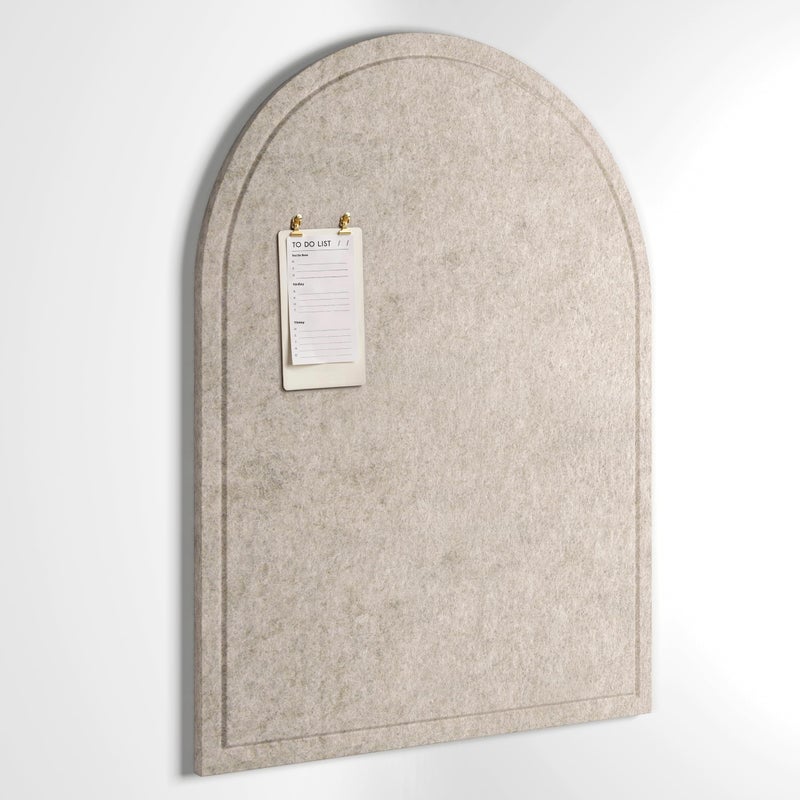 Orelle Arch Felt Bulletin Board | Foldable Peel and Stick Felt Board for Wall | Alternative Cork Board for Office, Vision Board, Kids Art Display | Arched Wall Decor | 23 x 31â€| Beige - Image 1