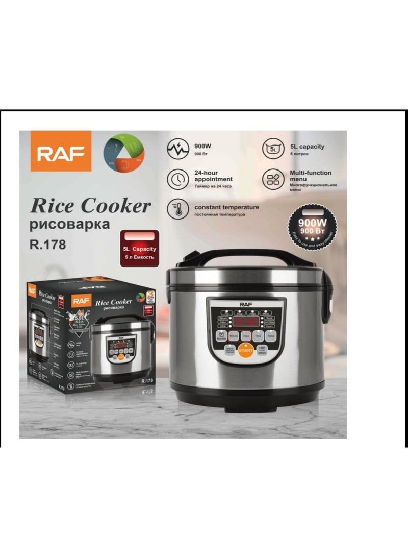 آر إيه أف طباخ أرز متعدد الوظائف R.178 - قلي، تسخين، طهي بالبخار، خبز وطهي على نار هادئة - سعة 5 لتر، 900 واط - Image 3