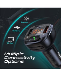 PROMATE Promate Wireless FM Transmitter, In-Car Bluetooth V5.1 Transmitter Car Kit with 18W Quick Charge 3.0 Port, USB Media Port, Noise Cancelling Mic and LCD, SmarTune-4  - Image 5