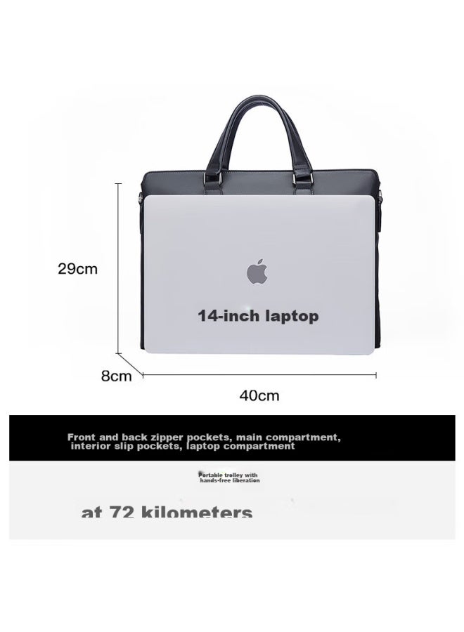 American Bison Meizhouyeniou Men's Briefcase, Top-grain Leather Business Handbag, Large Capacity 14-inch Laptop Bag, Gift For Me - Image 3
