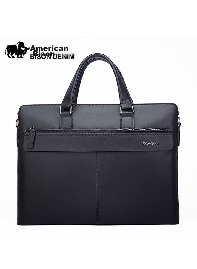 American Bison Meizhouyeniou Men's Briefcase, Top-grain Leather Business Handbag, Large Capacity 14-inch Laptop Bag, Gift For Me - Image 4