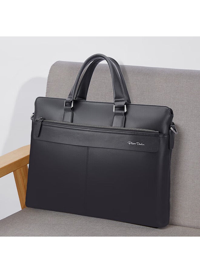 American Bison Meizhouyeniou Men's Briefcase, Top-grain Leather Business Handbag, Large Capacity 14-inch Laptop Bag, Gift For Me - Image 1
