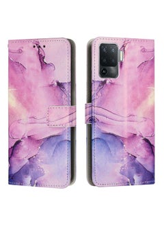 HuHa Case Cover For OPPO A94 5G/A94 4G/A95 5G/F19 Pro+ 5G/Reno5 Z 5G/F19 Pro 4G/Reno5 F 4G/Reno5 Lite Painted Marble Pattern Leather Phone Case Purple 