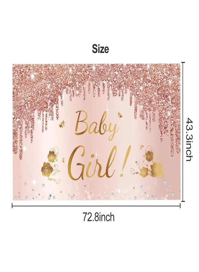 Bumqviy Baby Shower Decorations Baby Girl Banner, Pink Rose Gold Baby Girl Shower Backdrop Party Supplies, Pink Sweet Baby Shower Poster Background Photo Booth Props Decor - Image 2