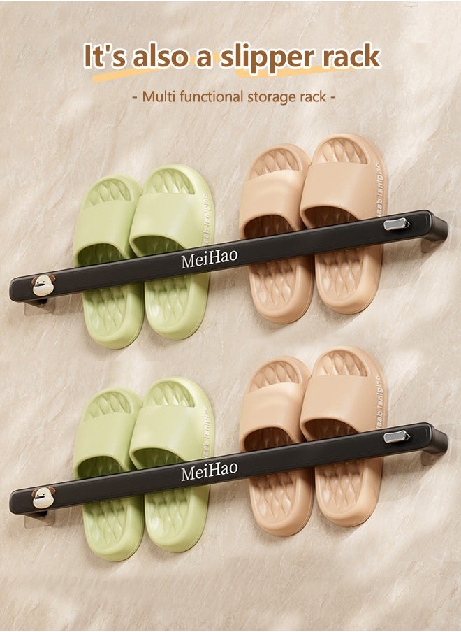 Tiokkss Bathroom towel bar, punch-free, space-saving shoe rack, short + long 2-piece set  - Image 3