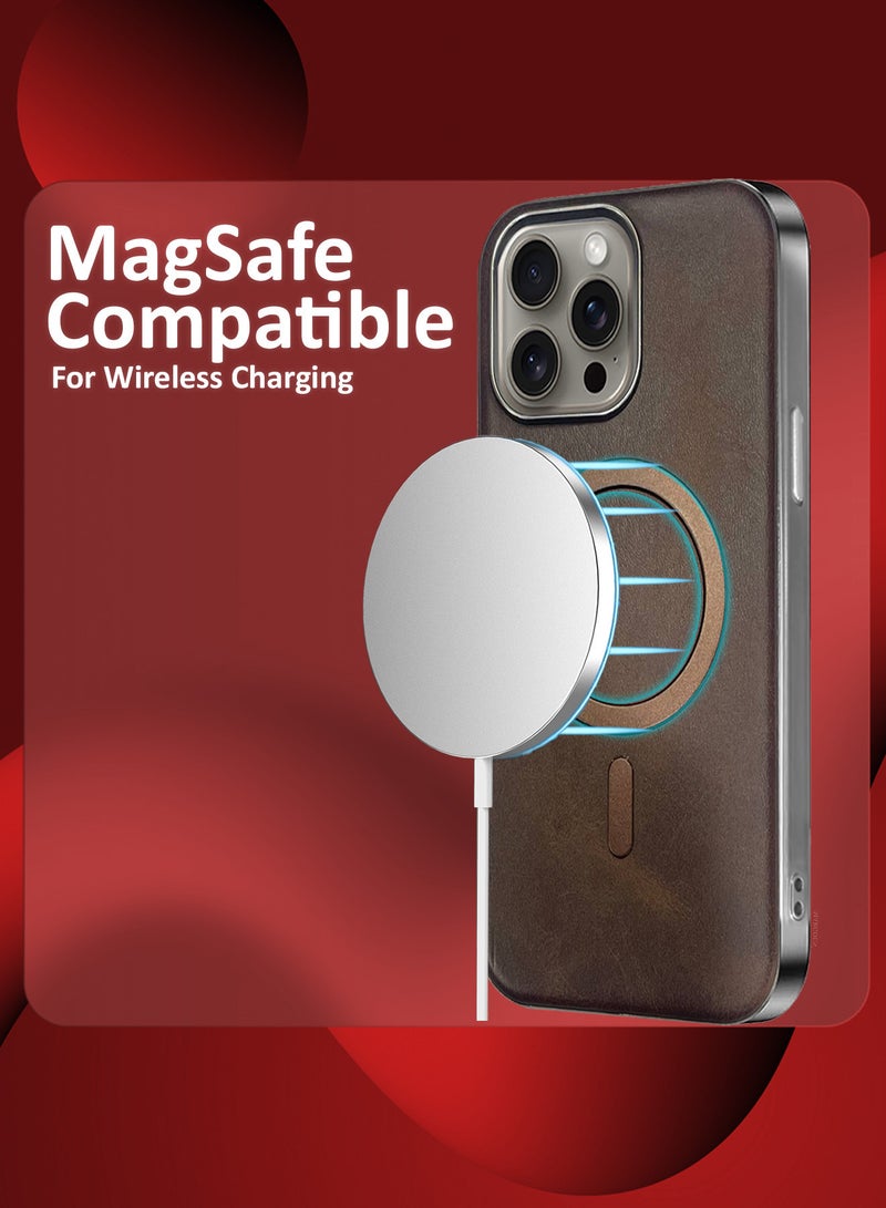 CATANES iPhone 15 Pro Max Leather Case 3 Pack, 1 Case 2 Screen Protectors, Compatible with Magsafe, Vintage Aesthetic, Comfort Grip, Camera Bump Frame  - Image 3