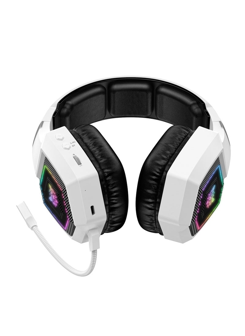 GT806 RGB Gaming Headset 3 Mode Bluetooth/Wireless/USB-C 7.1 Surround Sound Noise Canceling Mic for PC,PS4, Mobile And Xbox ONE