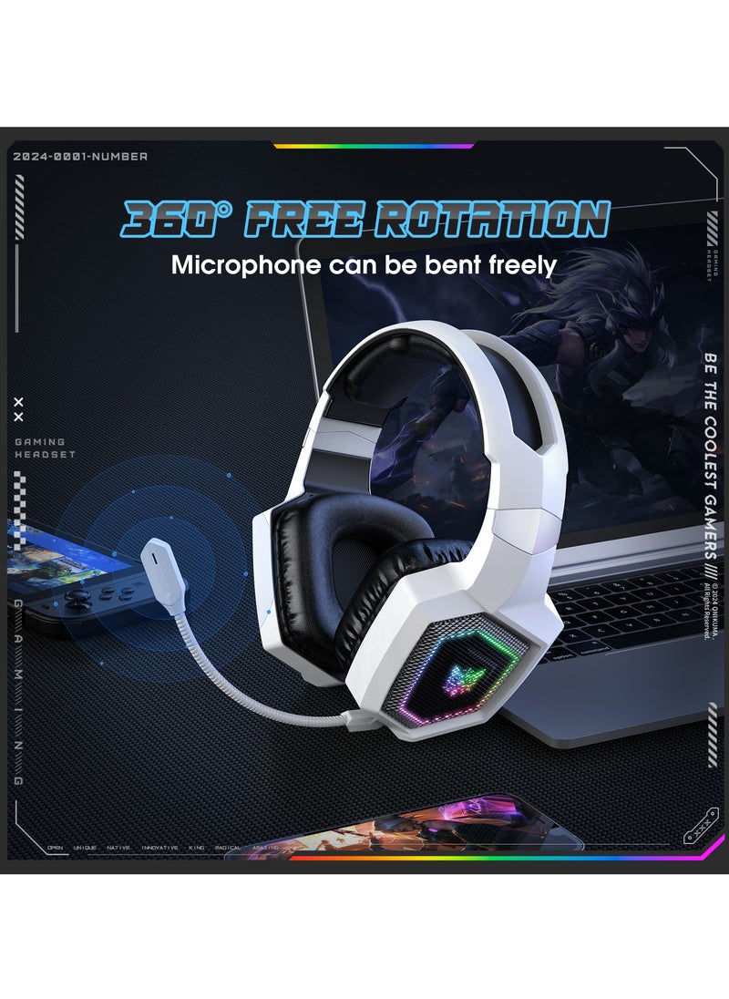 GT806 RGB Gaming Headset 3 Mode Bluetooth/Wireless/USB-C 7.1 Surround Sound Noise Canceling Mic for PC,PS4, Mobile And Xbox ONE