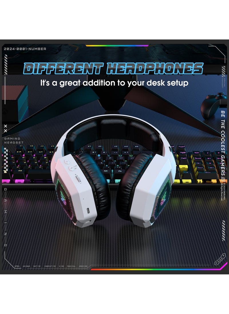 GT806 RGB Gaming Headset 3 Mode Bluetooth/Wireless/USB-C 7.1 Surround Sound Noise Canceling Mic for PC,PS4, Mobile And Xbox ONE