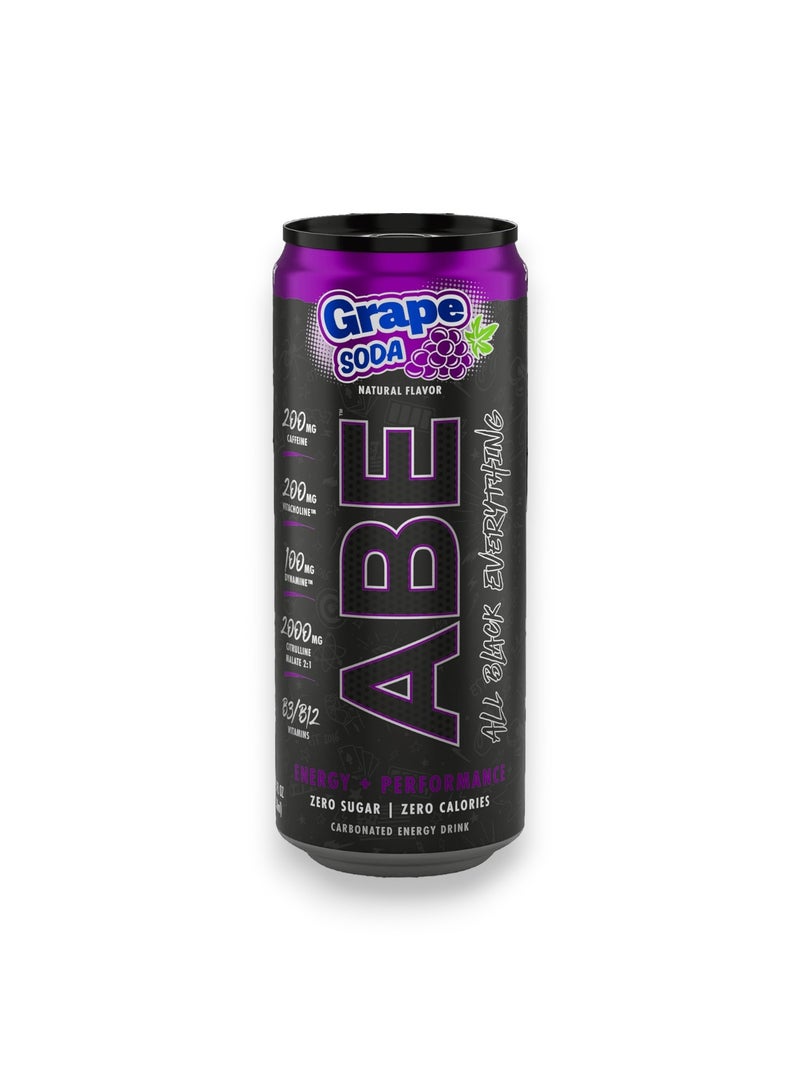 Applied Nutrition ABE Carbonated Energy Drink With Sweetener, Grape Soda Flavour, 330ml 