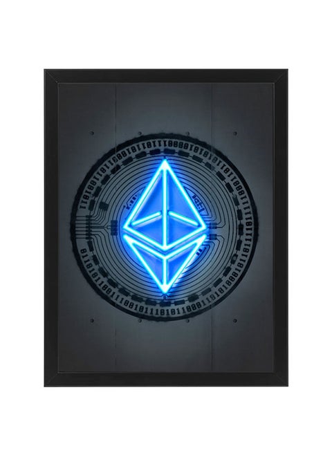 Ethereum Neon Printed Poster With Frame 30x40 cm