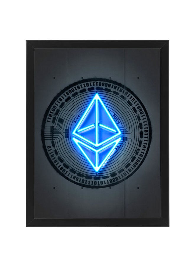 Ethereum Neon Printed Poster With Frame 30x40 cm