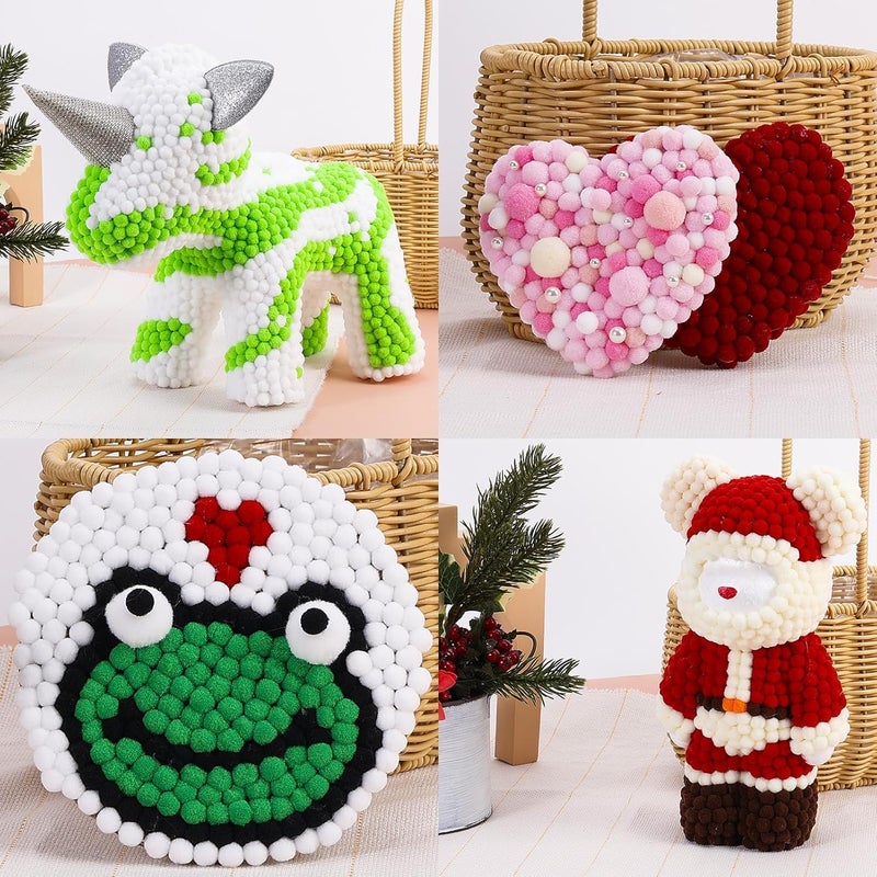 Caydo [400 pcs] - 300 Pieces 1 Inch Green Pompoms with 100 Pieces Wiggle Eyes, Arts and Crafts Pompom Balls for Kids DIY Art Creative Crafts Christmas Decorations - Image 5