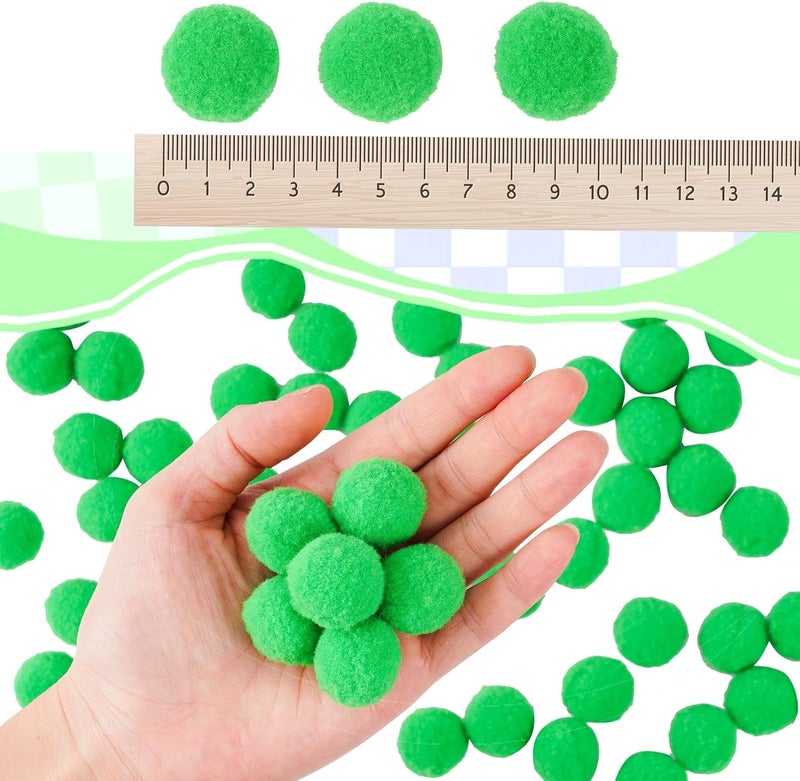 Caydo [400 pcs] - 300 Pieces 1 Inch Green Pompoms with 100 Pieces Wiggle Eyes, Arts and Crafts Pompom Balls for Kids DIY Art Creative Crafts Christmas Decorations - Image 4
