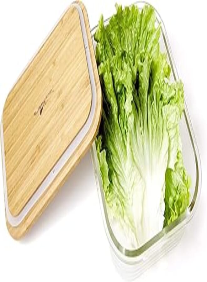Plastic-free Glass Food Container with Sustainable Bamboo Top (22 cm * 16 cm)