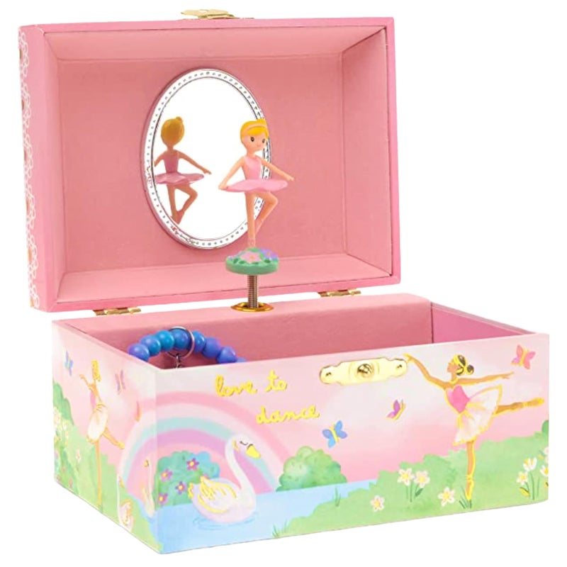 Jewelkeeper Ballerina Jewelry Box Music Box for Girls with Swan Lake Tune - Pink Jewelry Chest for Kids with Twirling Doll and Keepsake Storage - Image 1