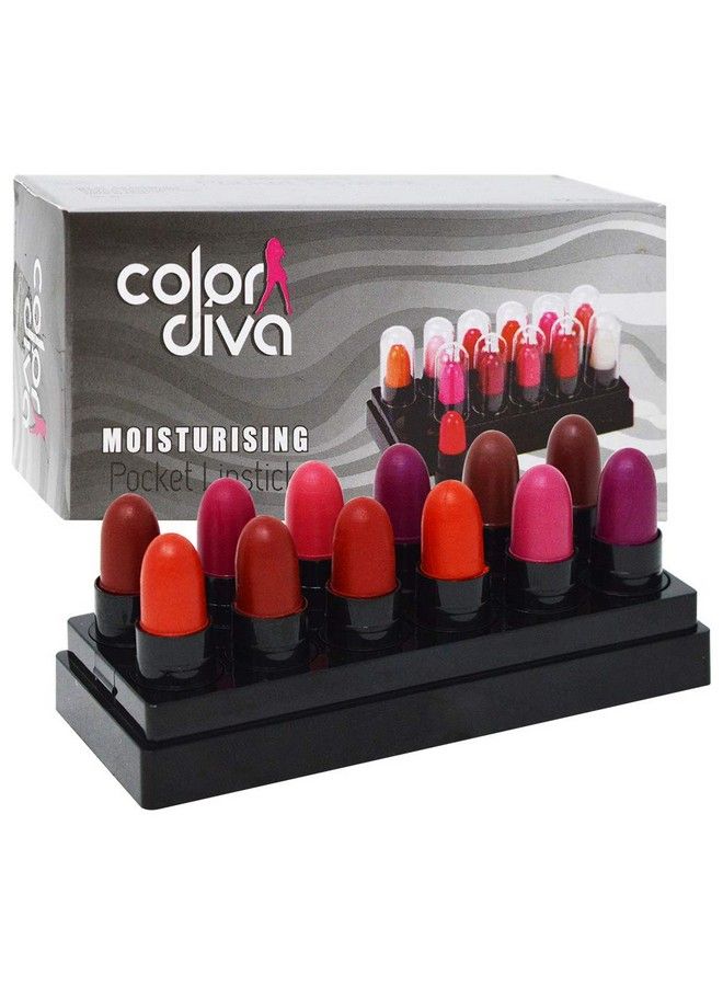 Color Diva أحمر شفاه مات مرطب متعدد الألوان - عبوة من 12 - Image 3