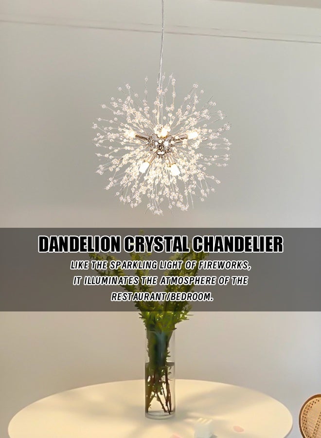 Silver dandelion fireworks crystal three-color changing restaurant lights, modern minimalist luxurious Nordic style bedroom, living room, bar counter, clothing store window, internet celebrity lamps  - Image 3