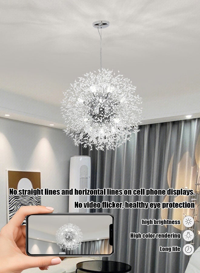 Silver dandelion fireworks crystal three-color changing restaurant lights, modern minimalist luxurious Nordic style bedroom, living room, bar counter, clothing store window, internet celebrity lamps  - Image 4