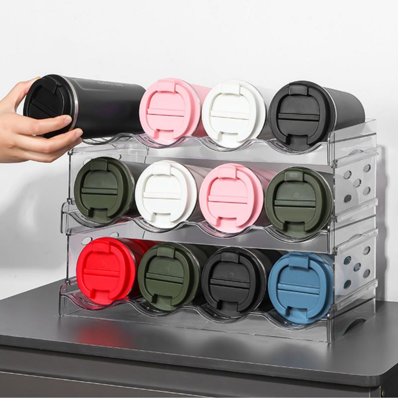 New Red Wine Water Bottle Storage Rack Pet Transparent Wine Display Rack Desktop Multi-Layer Water Cup Storage Rack - Image 1