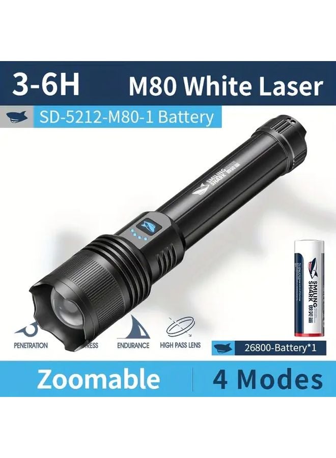 Smiling Shark M80 LED Tactical Flashlight Super Bright Zoomable Long Range Outdoor - Image 1