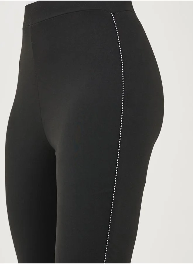 ستايلي Side Seam Strip Crop Length Leggings