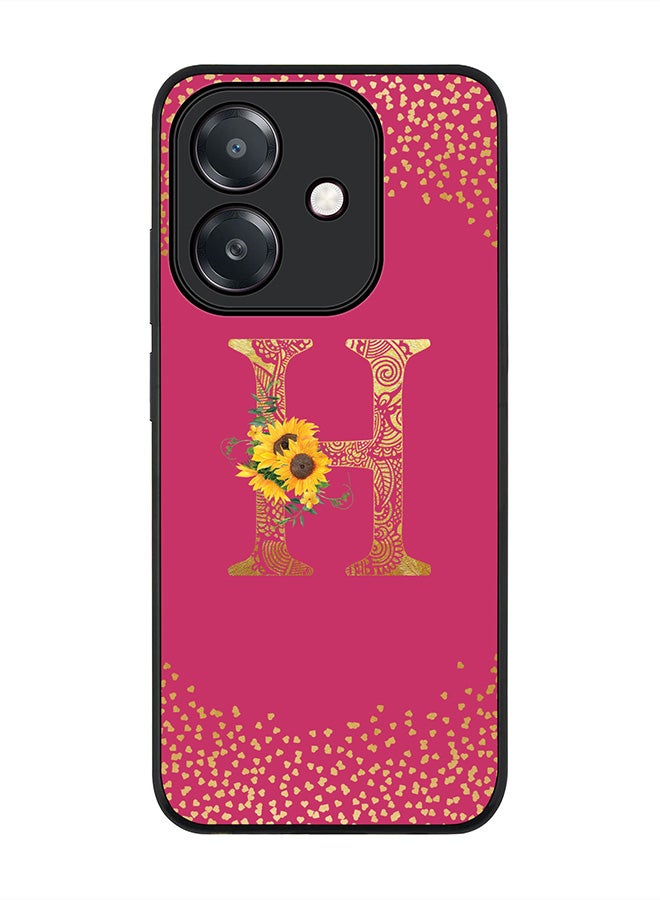Stylizedd For Oppo A5i Case,Slim fit Camera Protection, Shockproof Thin Phone cover  - Custom Floral Monogram - H ( Deep Pink )