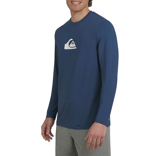 Quiksilver Mens Swimwear Regular Fit UPF 50 Long Sleeve Sun Tee Rash Guard Shirt Ensign Blue Large - Image 1