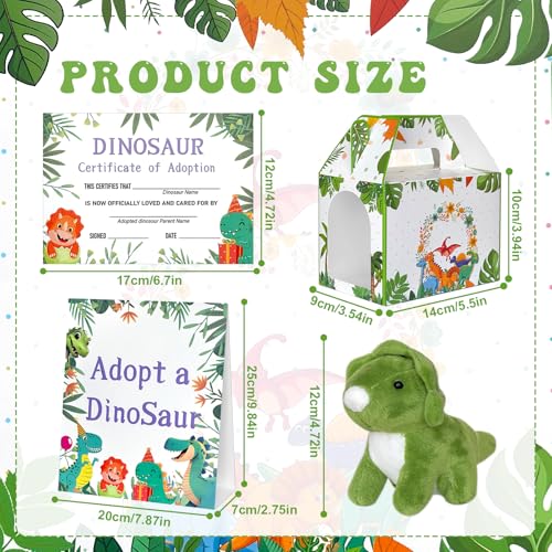 Gaiaring 63 Pcs Adopt a Dinosaur Pet Party Favors Include 20 Mini Dinosaur Stuffed Animals 20 Foldable Boxes 20 Cards 1 Adopt Sign 1 Fence for Adopt a Pet Party 63Pcs Dinosaur - Image 5