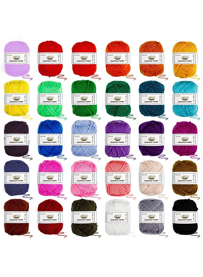 WALALLA Complete Crochet Starter Kit with 30 Color Yarn Set - All-in-One Beginner Bundle with Hooks, Tutorial & Pink Storage Bag, Perfect for Amigurumi & DIY Projects - Image 4