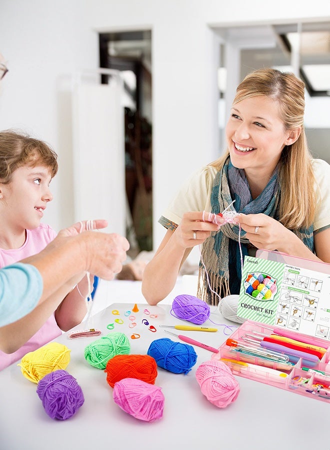 WALALLA Complete Crochet Starter Kit with 30 Color Yarn Set - All-in-One Beginner Bundle with Hooks, Tutorial & Pink Storage Bag, Perfect for Amigurumi & DIY Projects - Image 5