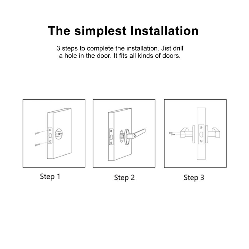 WAFU Fingerprint Door Lock: Black Zinc Alloy, 1-Second One-Step Access, Auto Lock - Smart App Code Unlock, Simple No-Cord Installation for Home Office Doors - Image 2