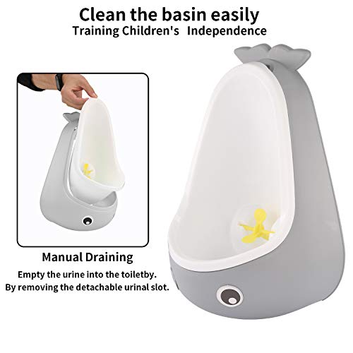 Foryee Potty Training Urinal for Boys Cute Whale with Funny Aiming Target - Gray - Image 3
