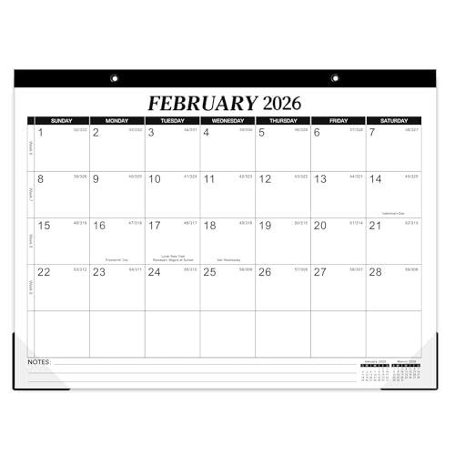 Tersus 2026 Desk Calendar - 12 Monthly Desk Calendar 2026, Feb.2026 - Dec.2026, 14.6" x 11.5", Desk/Wall Calendar 2-in-1, Thick Paper with Corner Protectors, Hanging Holes, Large Daily Blocks - Image 1