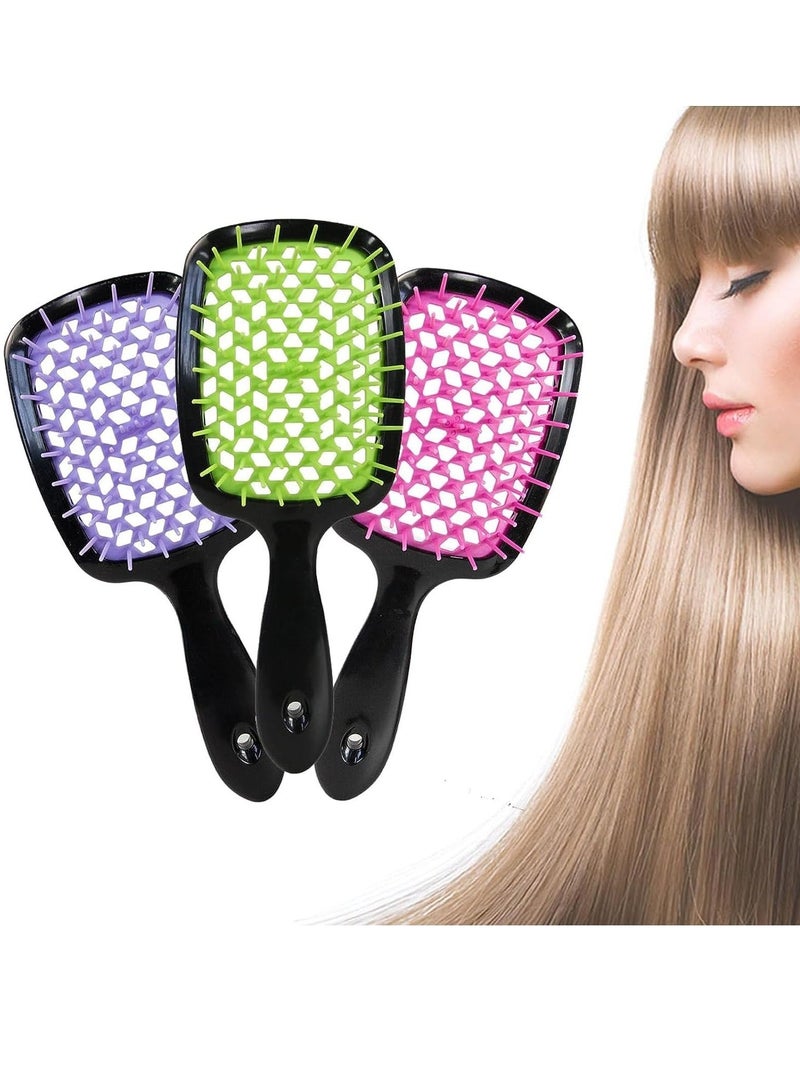 Y&D Hair Brush Detangling Brush, New for Curly Hair, Easily Removes Tangles, Wet Dry 3 Pack - Image 1