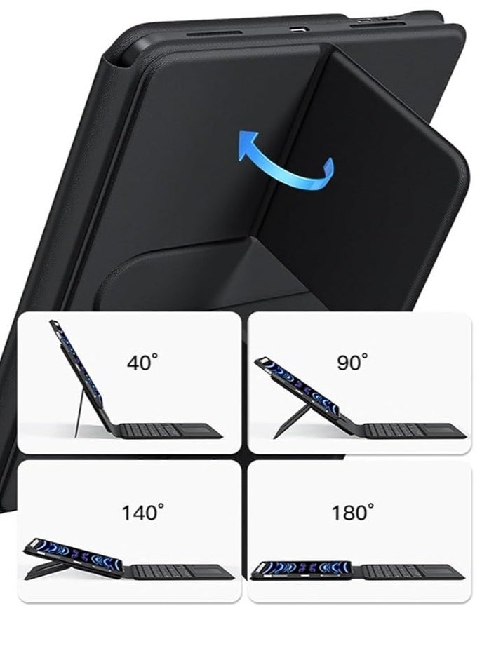 General - 360° Rotation Sliding Lifting iPad 10.2/10.5/10.9/11 Universal Keyboard Case Backlit Touchpad Transparent Case Adjustable Angle Magnet Detachable - Image 1